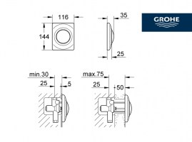 MEDIDAS ESCUDO PARA FLUXOR URINARIO SURF GROHE